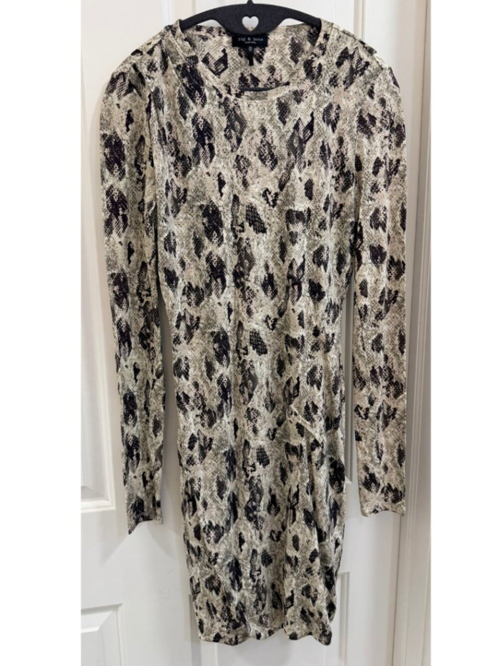 Rag & Bone Snake Print Long Sleeve Ruched Dress XS